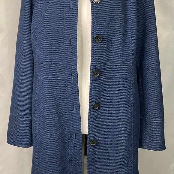 Banana Republic Blue Trench Coat with removable faux fur collar - Picture 4 of 7